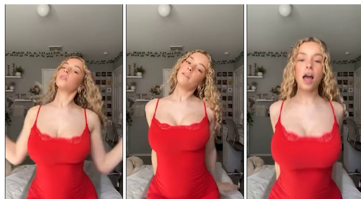 Kira Pregiato Red Dress Boobs Play & Bouncing Onlyfans